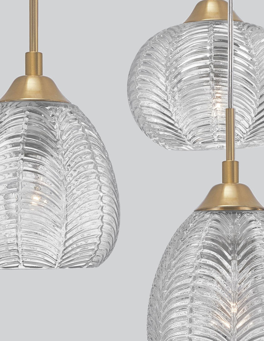 Suspension Vario 3 lumières dorée, verre (9191542)