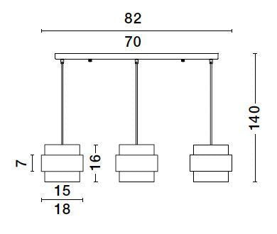 Schéma de dimensions cotées avec hauteur totale et largeur