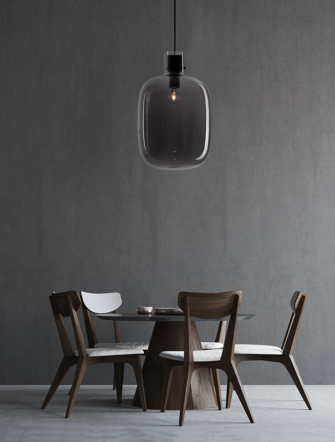 Suspension Cinzia noire, verre, H 248 cm