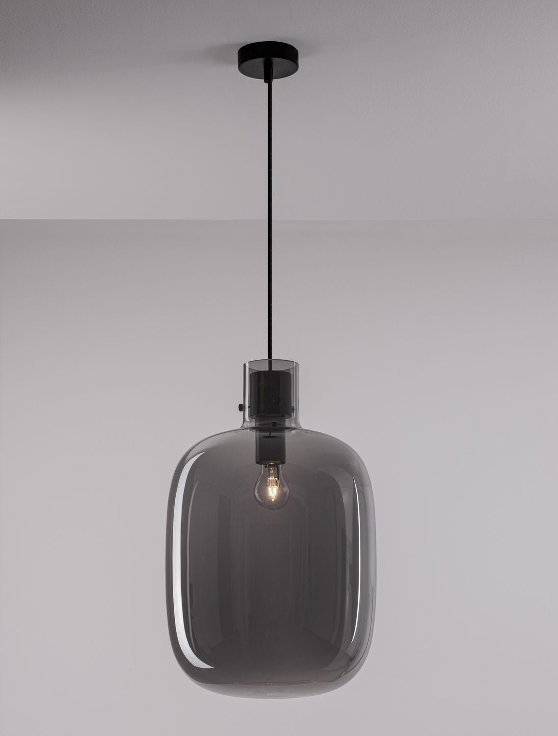 Suspension Cinzia noire, verre, H 248 cm