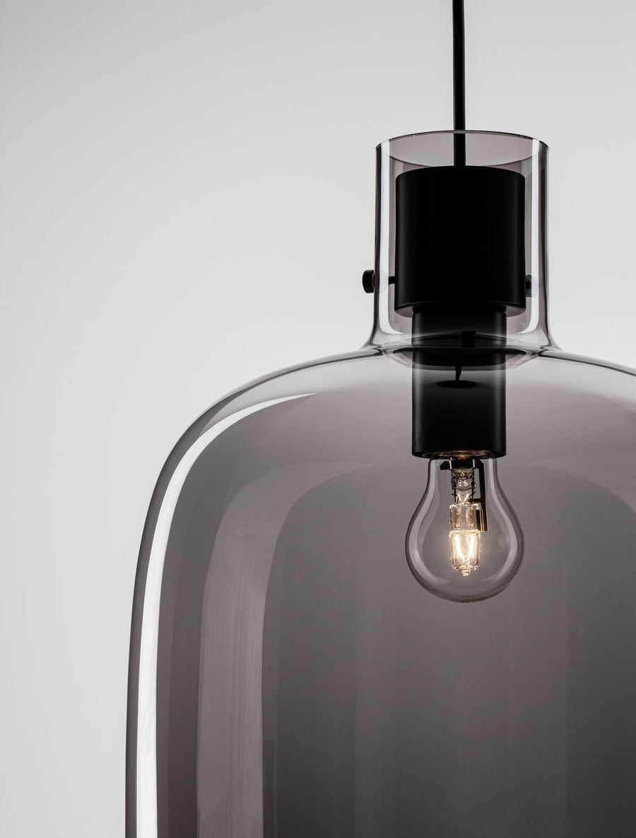 Suspension Cinzia noire, verre, H 248 cm