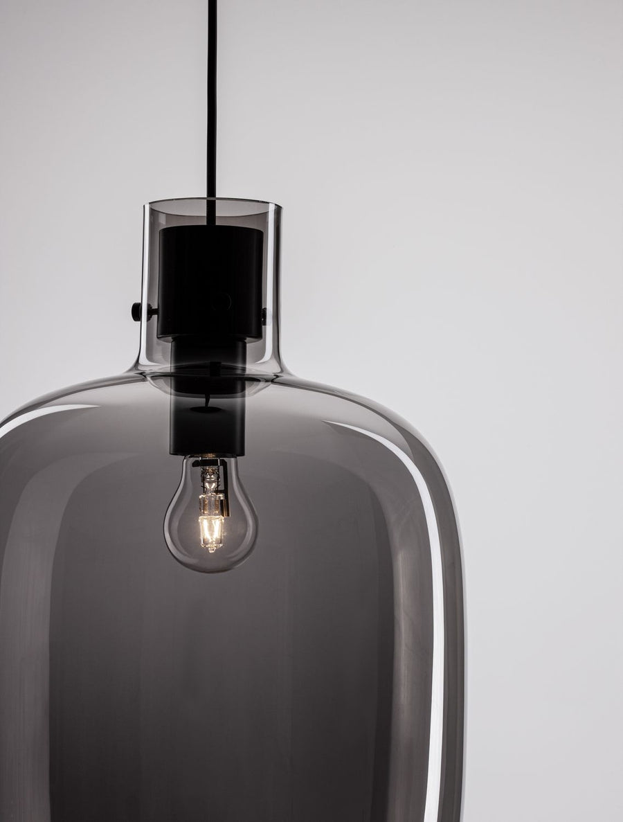 Suspension Cinzia noire, verre, H 248 cm