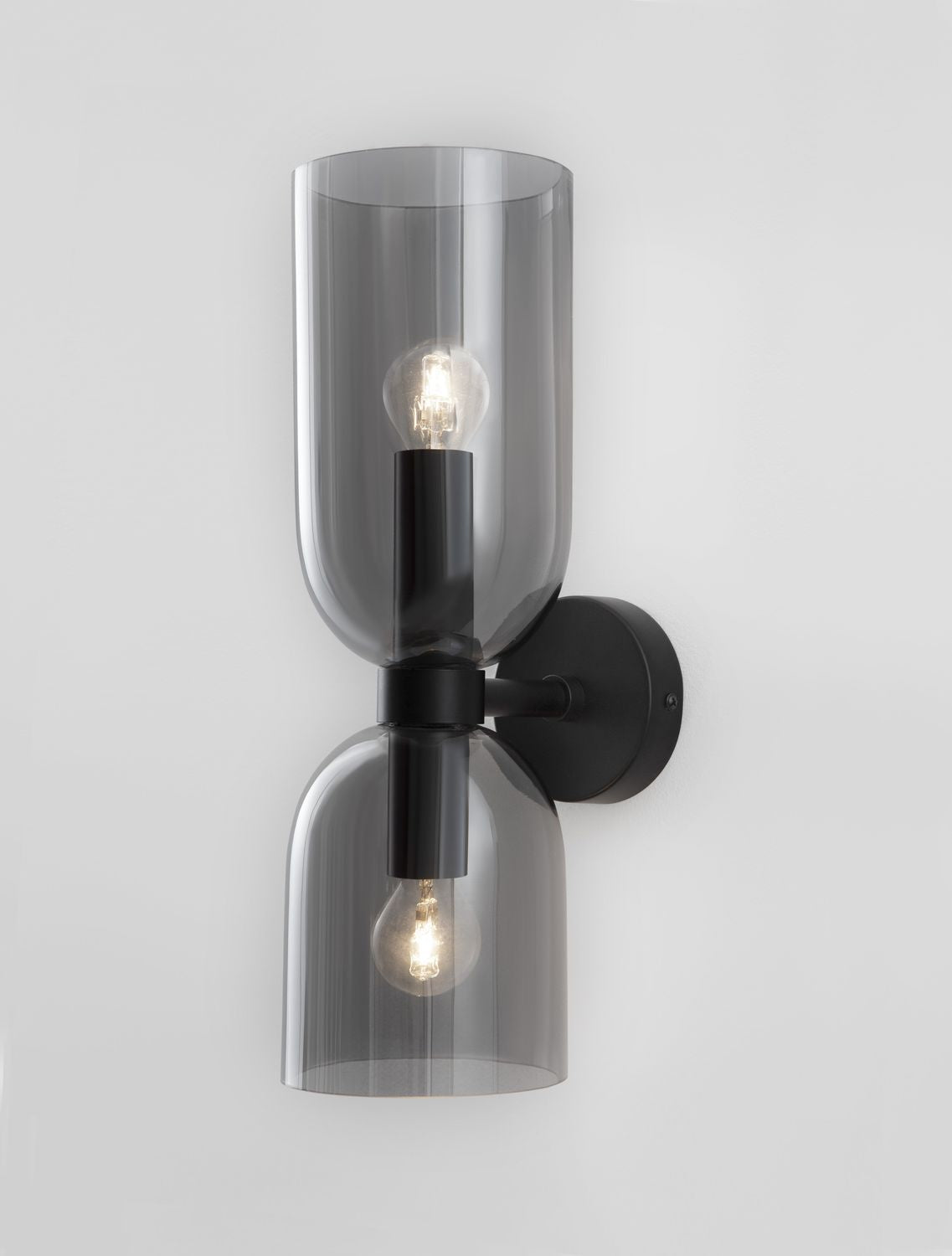 Applique murale Palmer 2 lumières noire, verre, H 37,5 cm