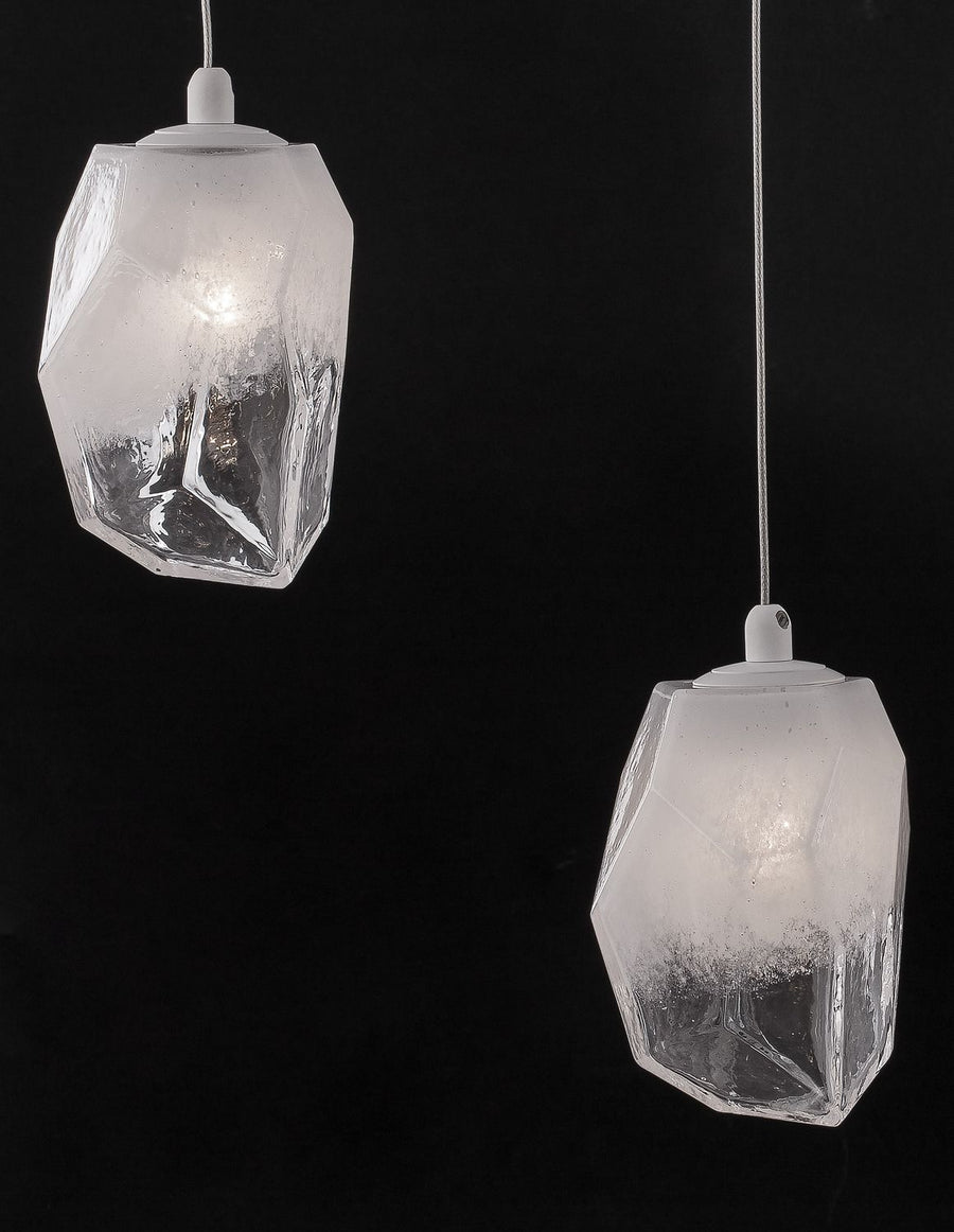 Suspension ICE 5 lumières blanche, verre (9260235)