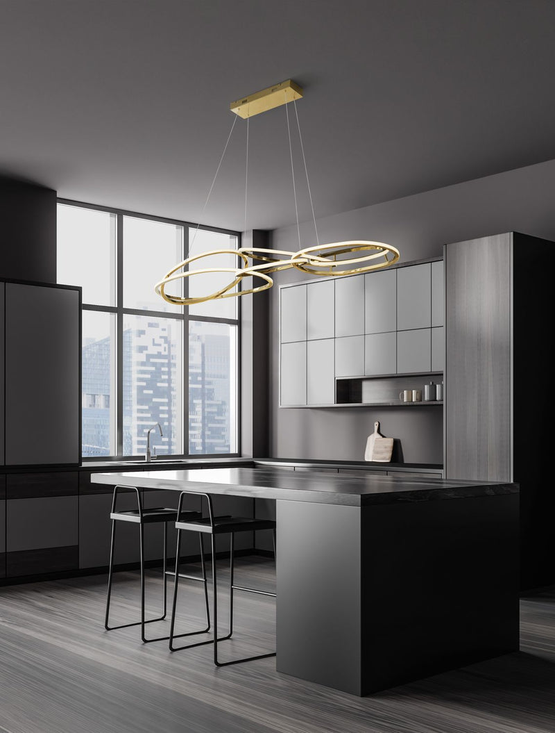 Suspension Nudos dorée, H 150 cm (9289083)