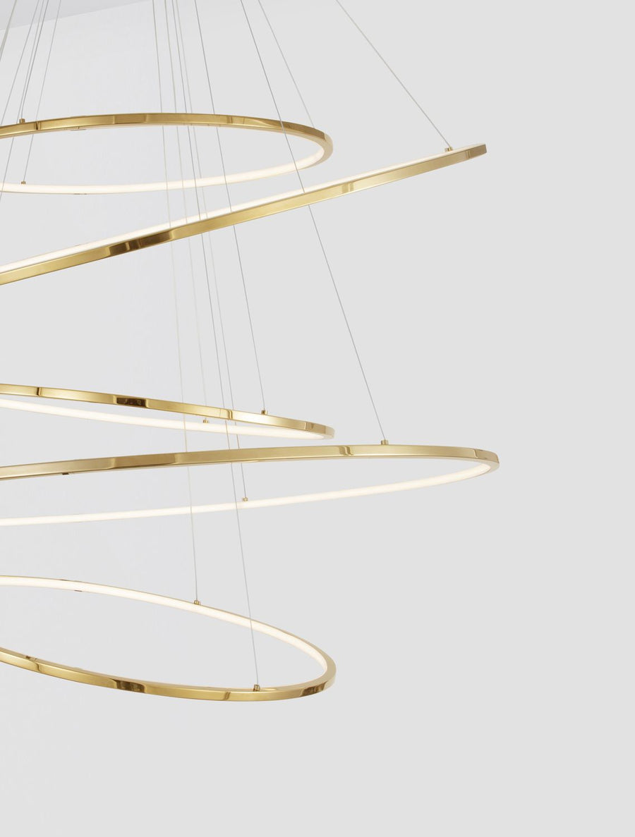 Suspension Nudos dorée, H 250 cm