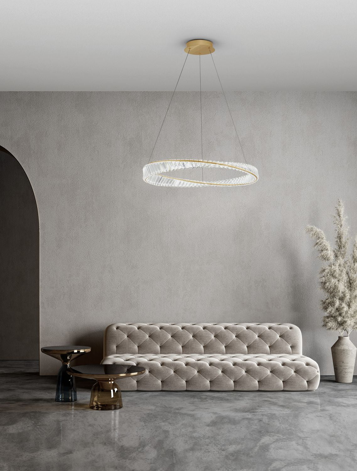 Suspension Aurelia dorée, cristal, H 120 cm (9333062)