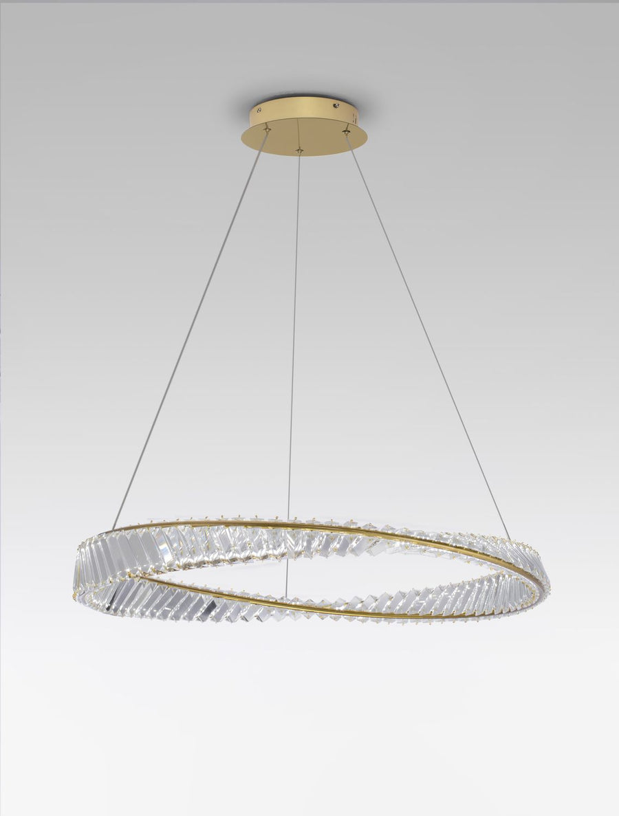 Suspension Aurelia dorée, cristal, H 120 cm (9333062)