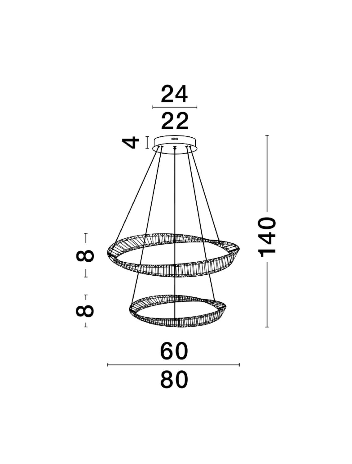 Suspension Aurelia dorée, cristal, H 150 cm (9333063)