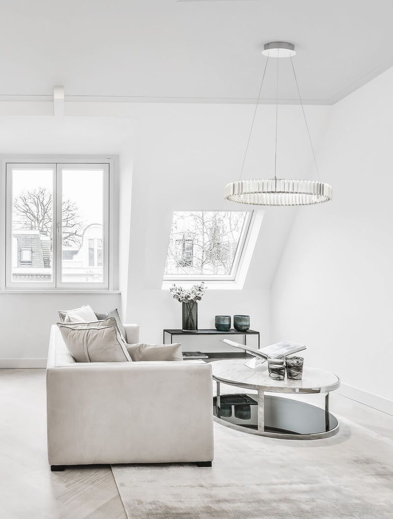 Suspension Aurelia chromée, cristal, H 150 cm (9333066)