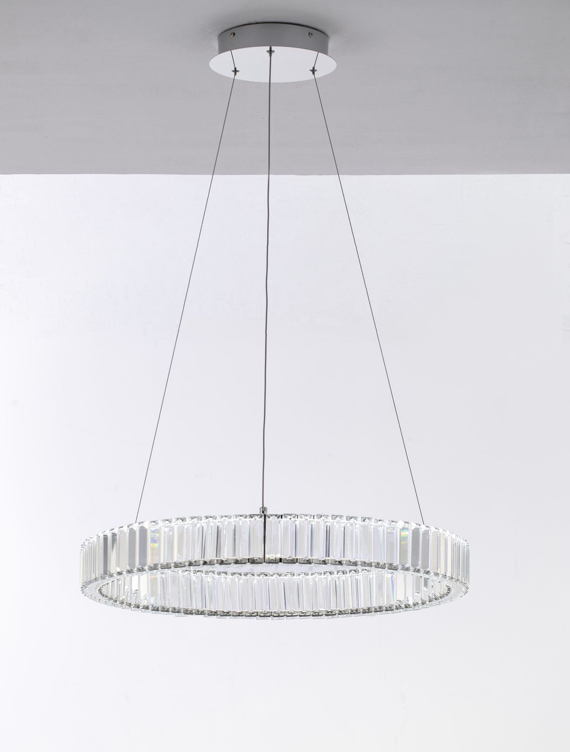 Suspension Aurelia chromée, cristal, H 150 cm (9333066)
