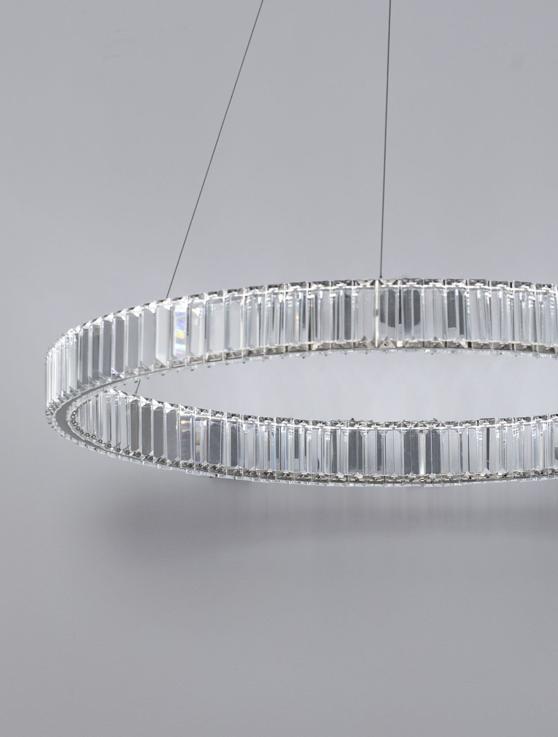 Suspension Aurelia chromée, cristal, H 150 cm (9333067)
