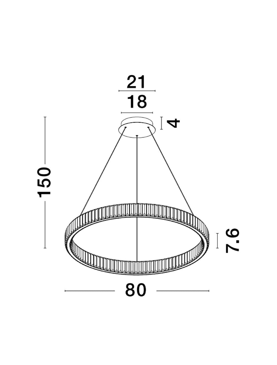 Suspension Aurelia chromée, cristal, H 150 cm (9333067)