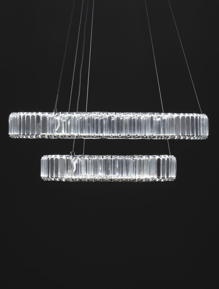 Suspension Aurelia chromée, cristal, H 200 cm