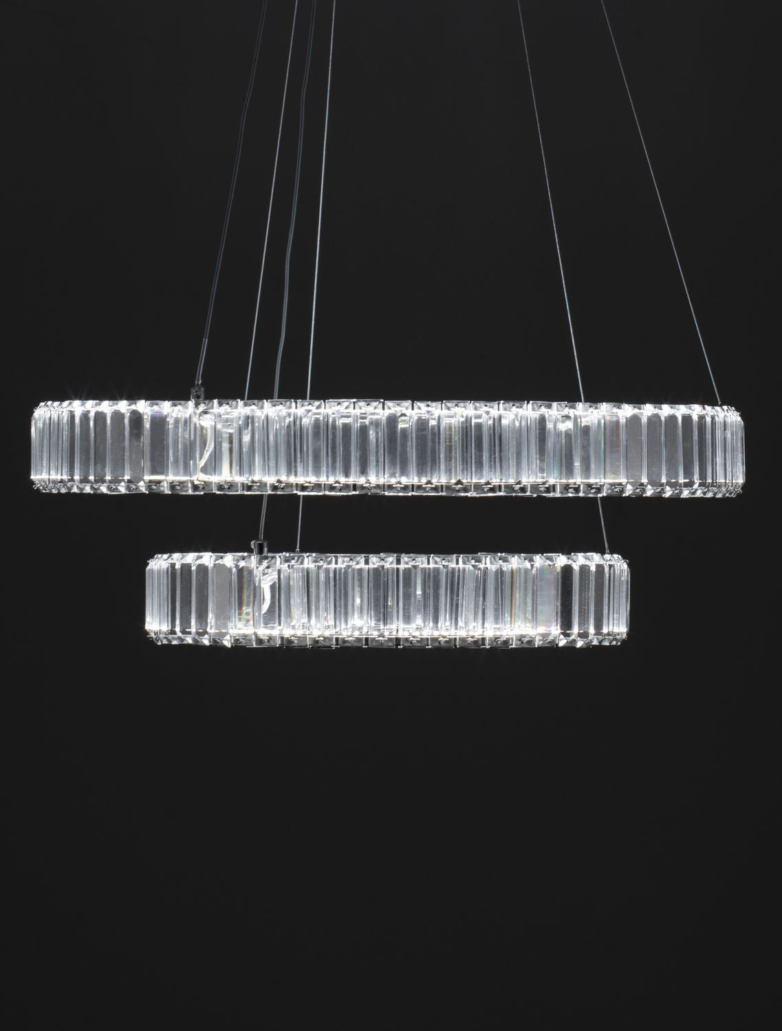 Suspension Aurelia chromée, cristal, H 200 cm