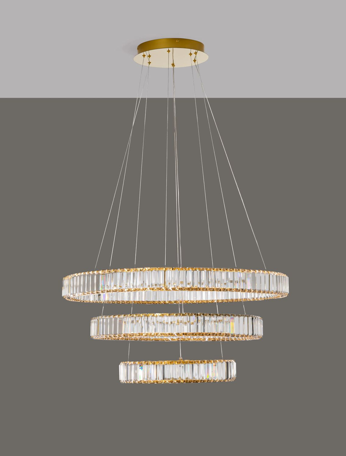 Suspension Aurelia dorée, cristal, H 150 cm (9333069)