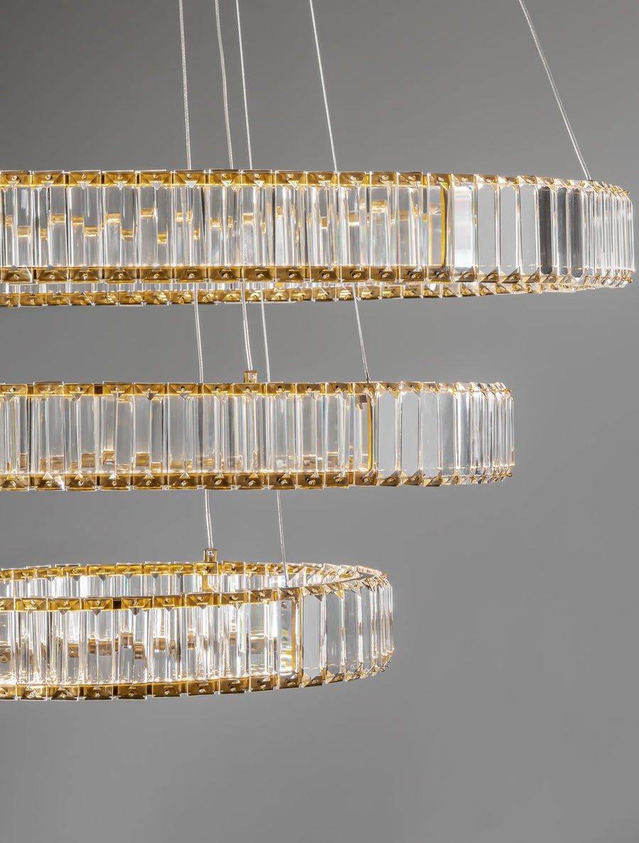 Suspension Aurelia dorée, cristal, H 150 cm (9333069)