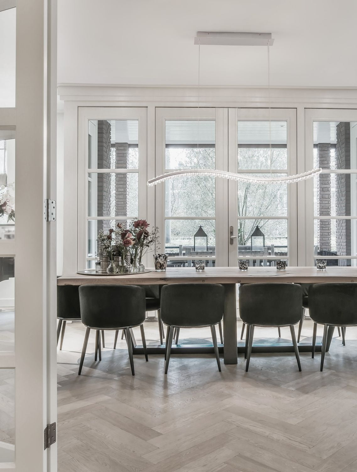 Suspension Aurelia chromée, cristal, H 150 cm (9333070)