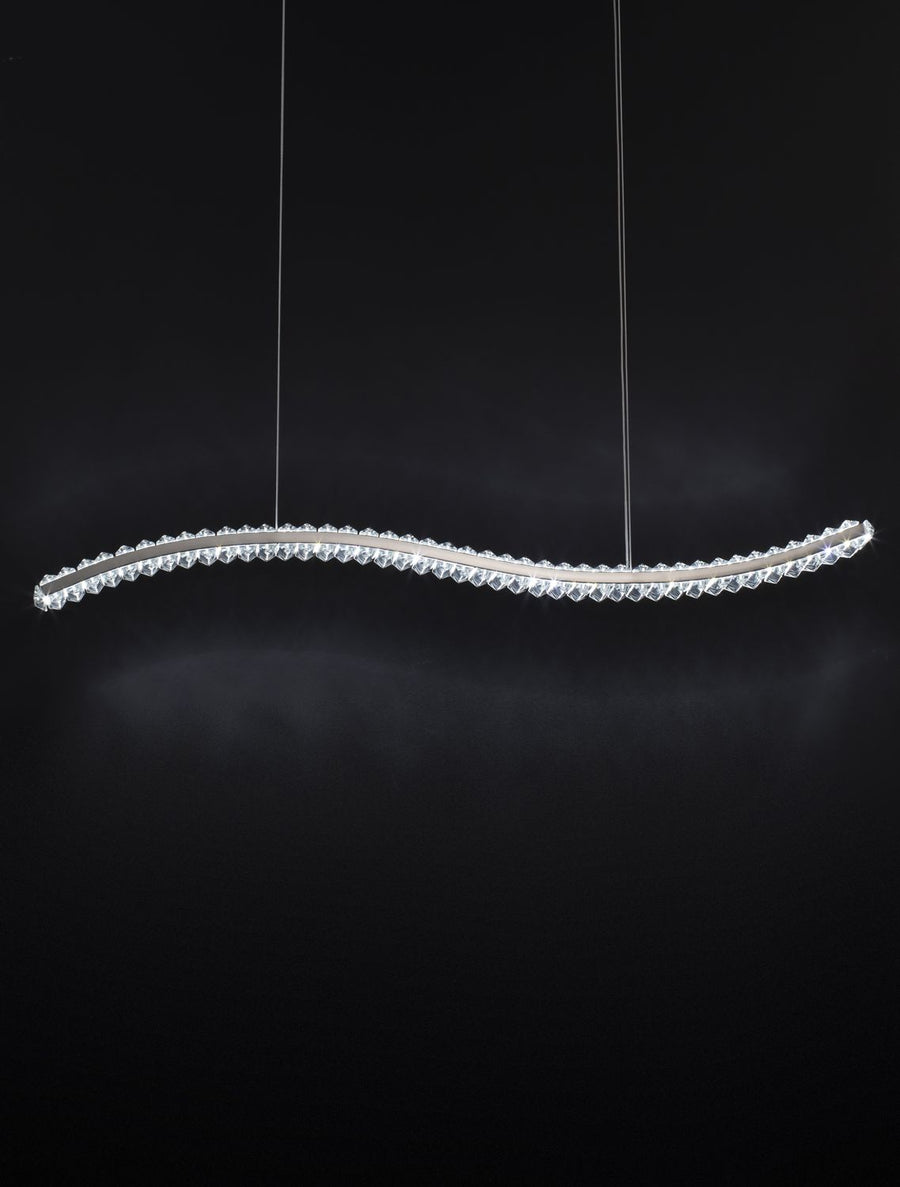 Suspension Aurelia chromée, cristal, H 150 cm (9333070)