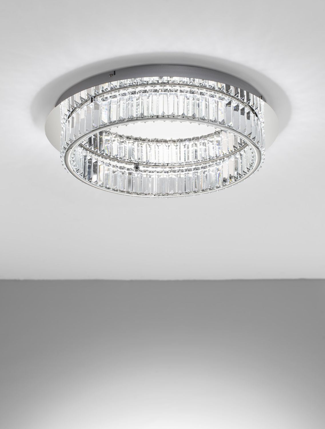 Plafonnier Aurelia chromé, cristal, Ø 60 cm