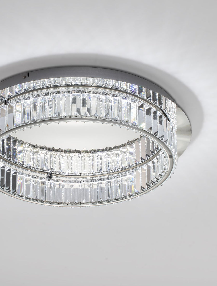 Plafonnier Aurelia chromé, cristal, Ø 60 cm