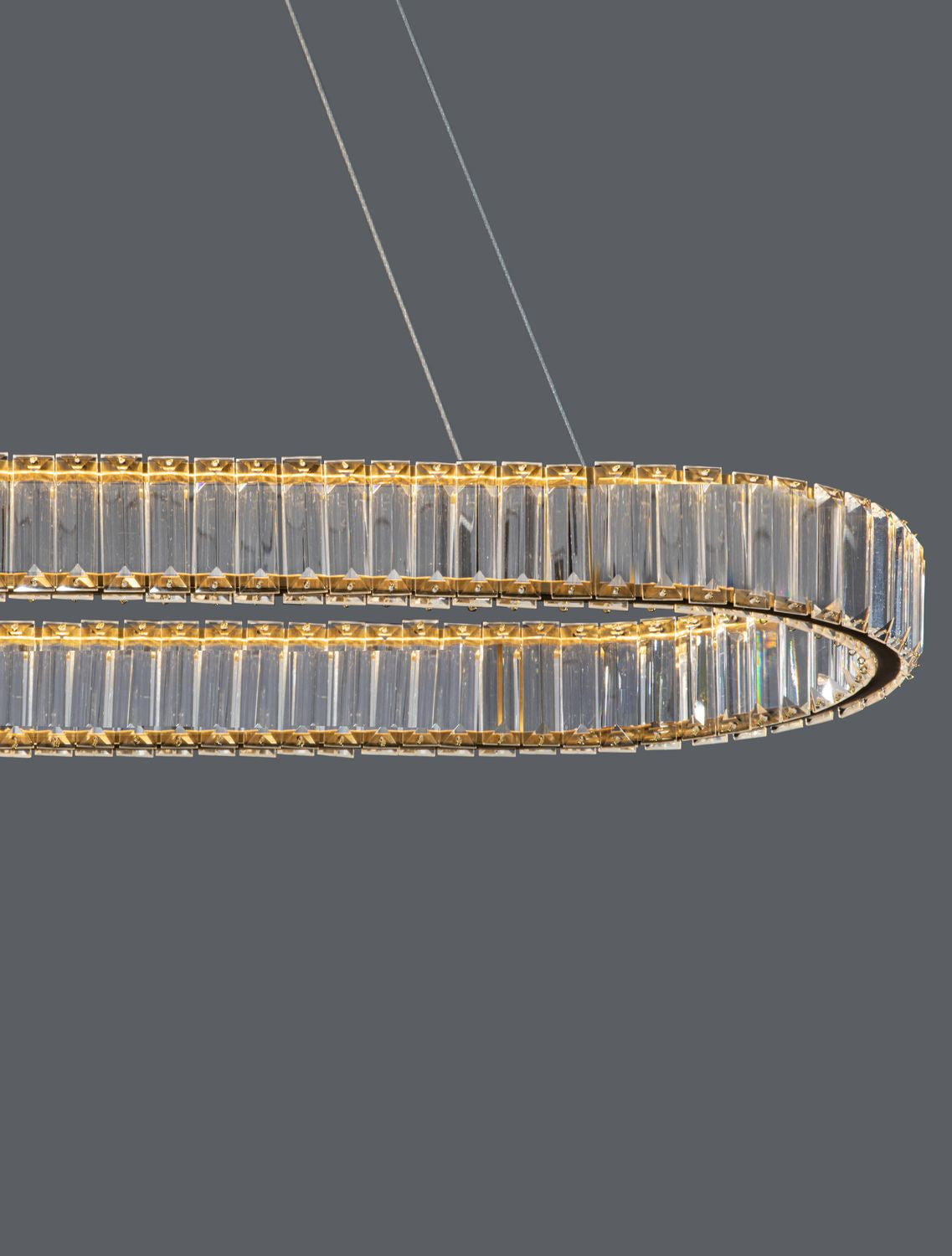 Suspension Aurelia dorée, cristal, H 150 cm (9333073)