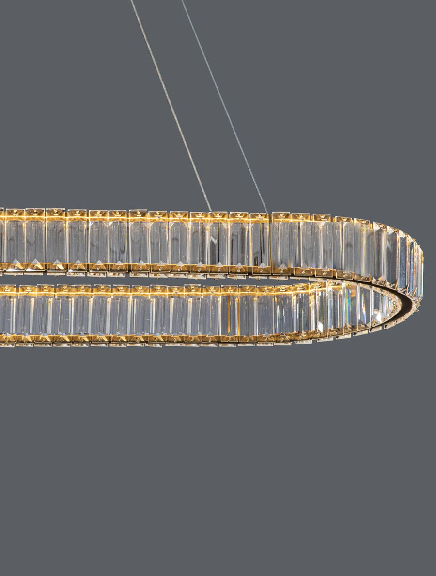 Suspension Aurelia dorée, cristal, H 150 cm (9333073)
