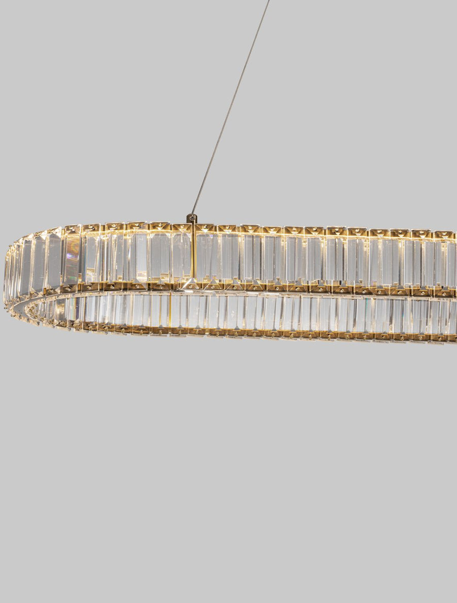 Suspension Aurelia dorée, cristal, H 150 cm (9333073)