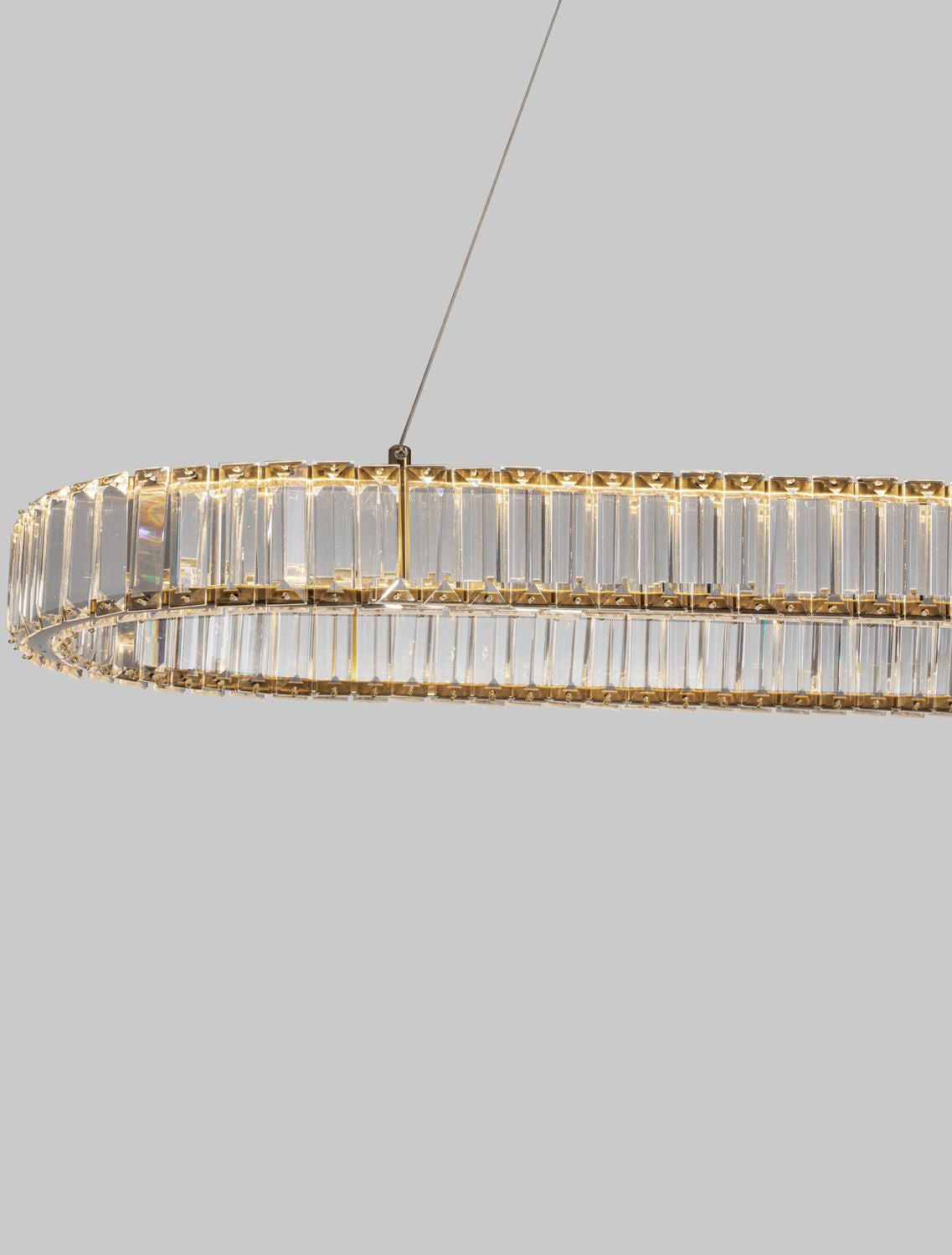 Suspension Aurelia dorée, cristal, H 150 cm (9333073)