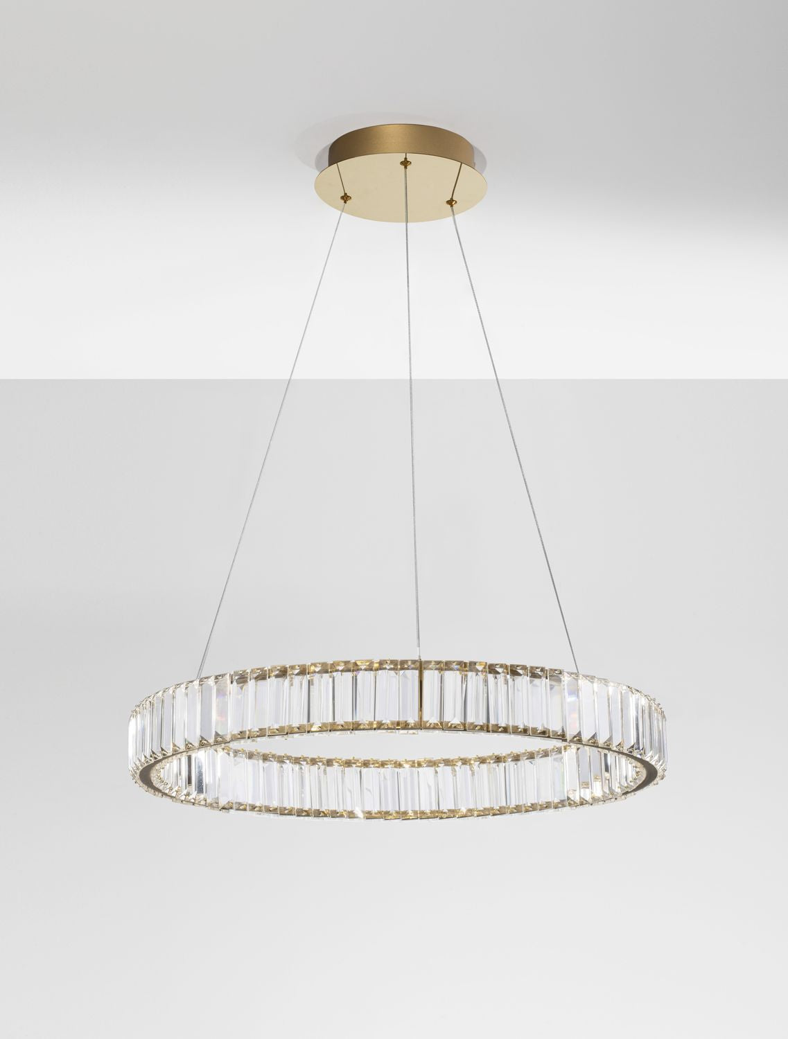 Suspension Aurelia dorée, cristal, H 150 cm (9333075)