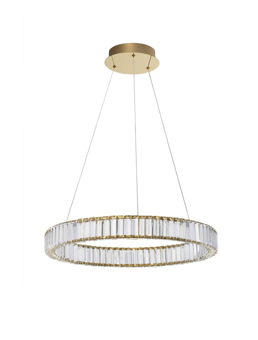 Suspension Aurelia dorée, cristal, H 150 cm (9333075)