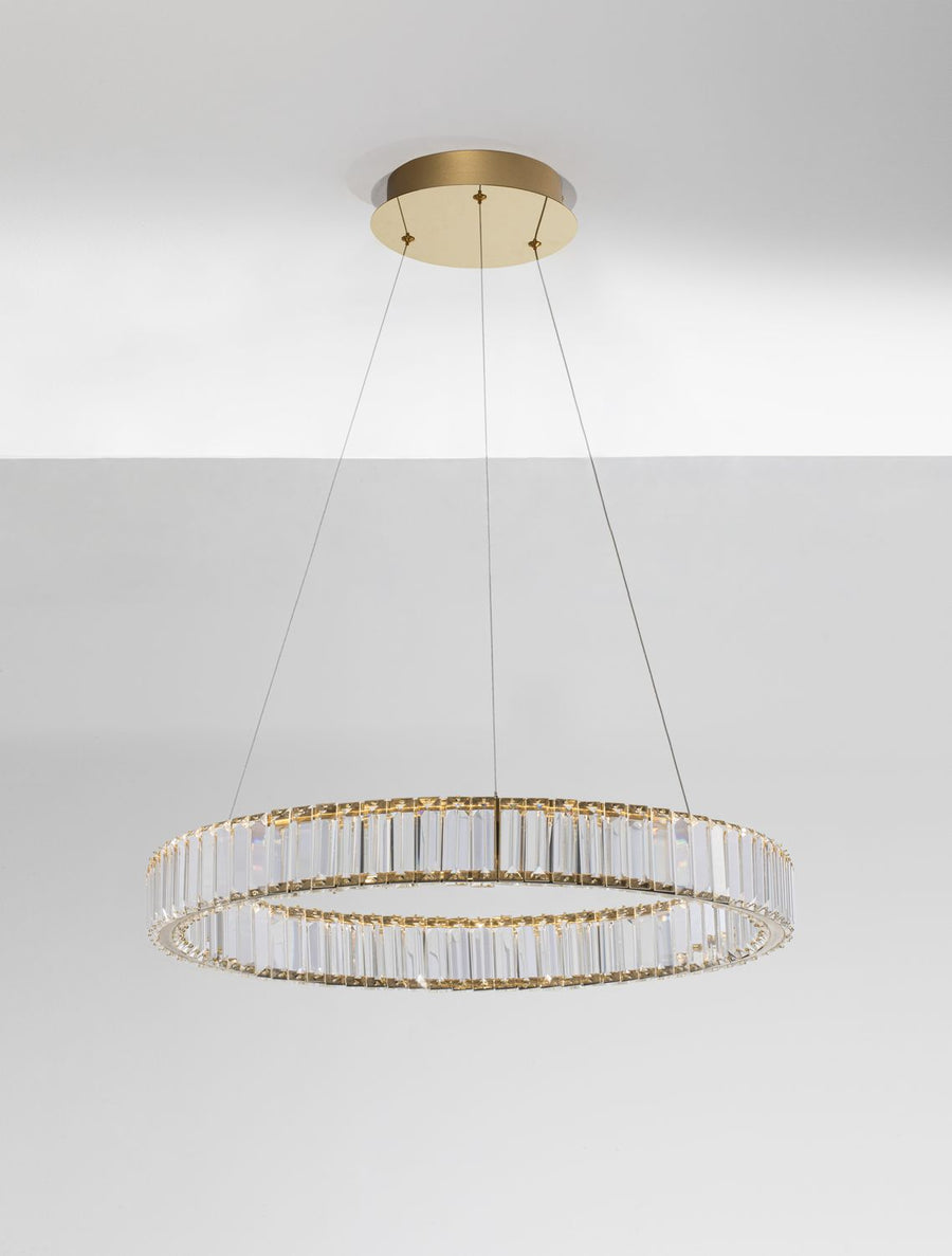 Suspension Aurelia dorée, cristal, H 150 cm (9333075)