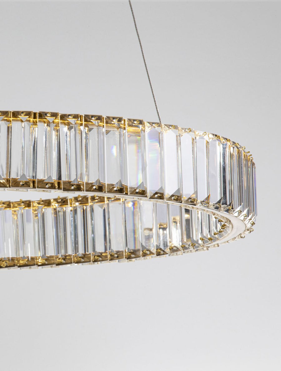 Suspension Aurelia dorée, cristal, H 150 cm (9333075)