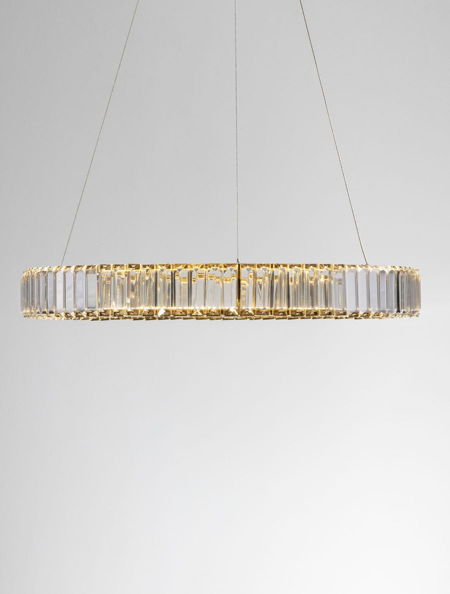 Suspension Aurelia dorée, cristal, H 150 cm (9333075)