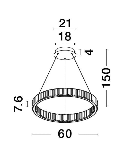 Suspension Aurelia dorée, cristal, H 150 cm (9333075)