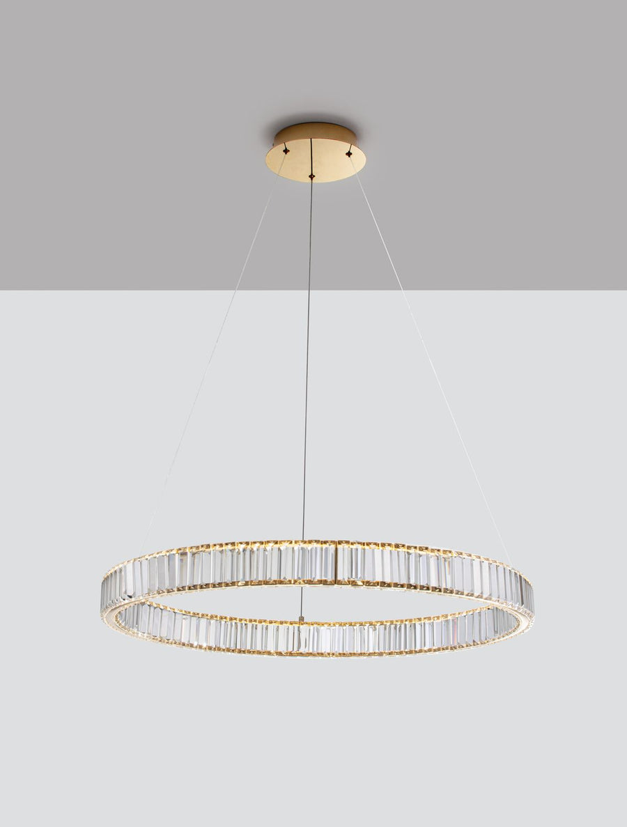 Suspension Aurelia dorée, cristal, H 150 cm (9333076)