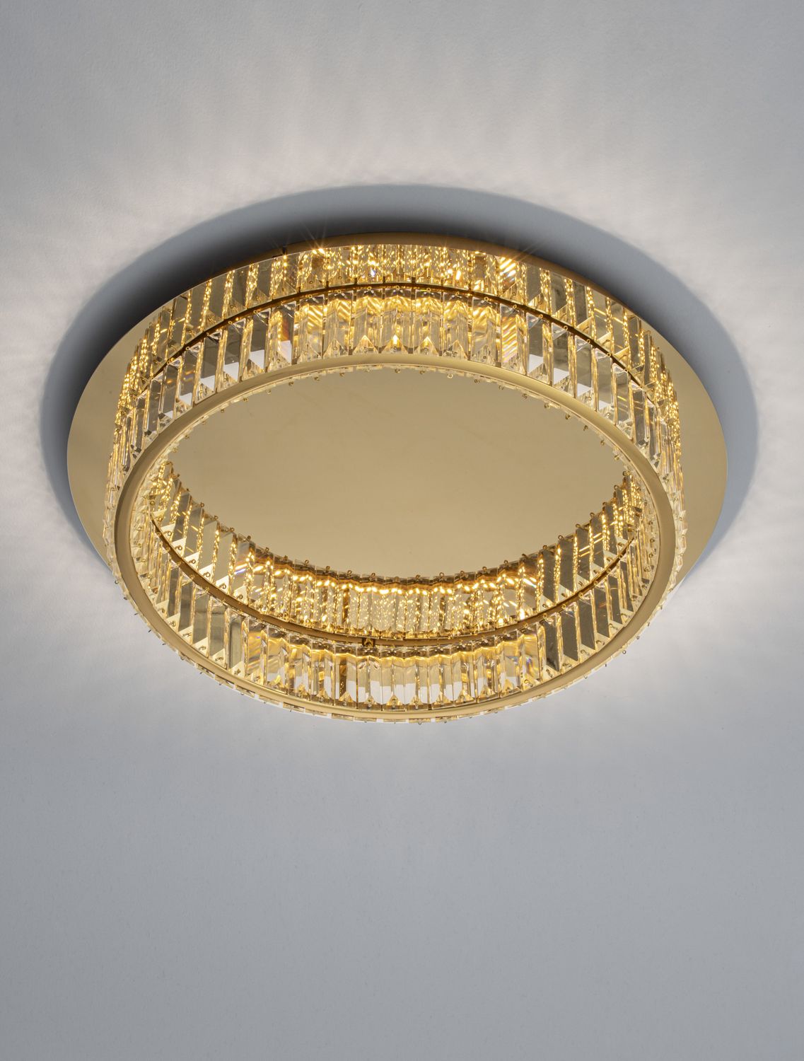 Plafonnier Aurelia doré, cristal, Ø 50 cm