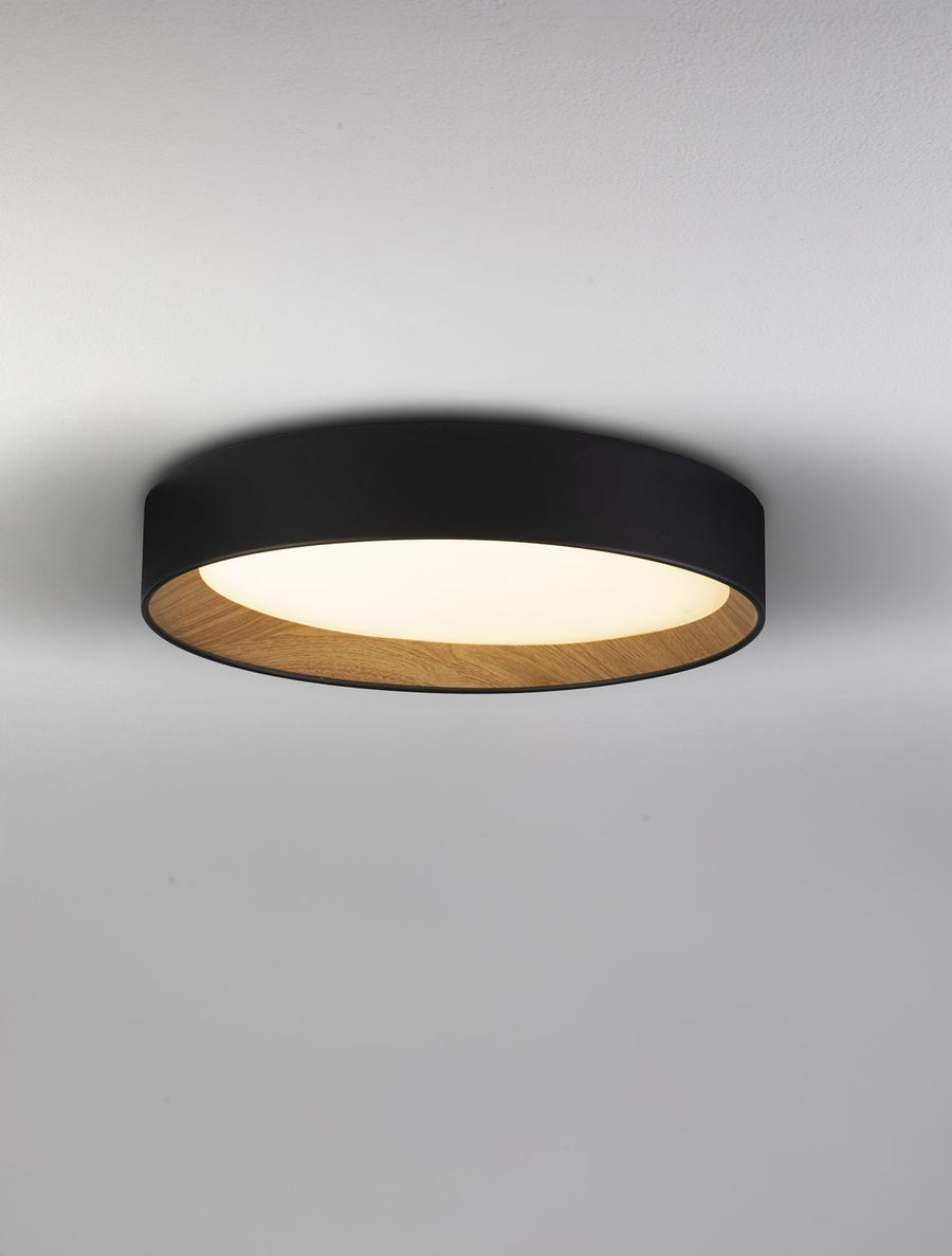 Plafonnier Stake noir, bois, Ø 45 cm