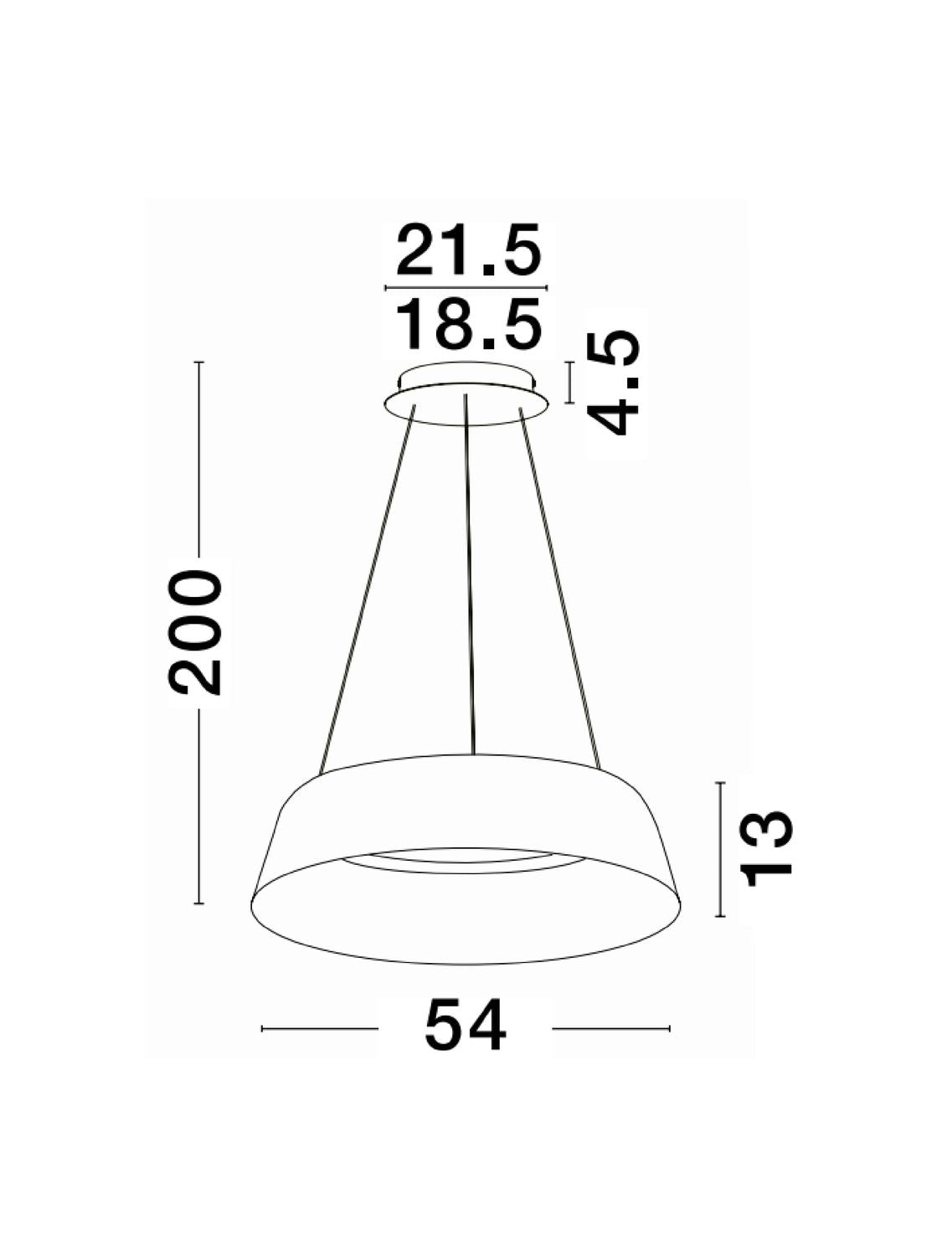 Schéma technique coté de la suspension, dimensions en centimètres.
