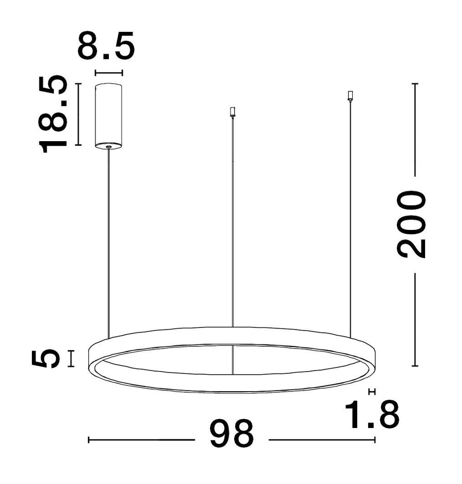 Suspension Elowen dorée, H 200 cm