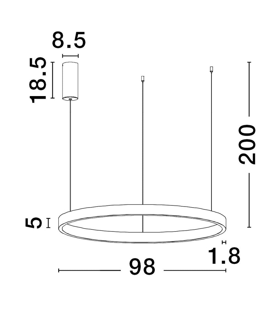 Suspension Elowen argentée, H 200 cm