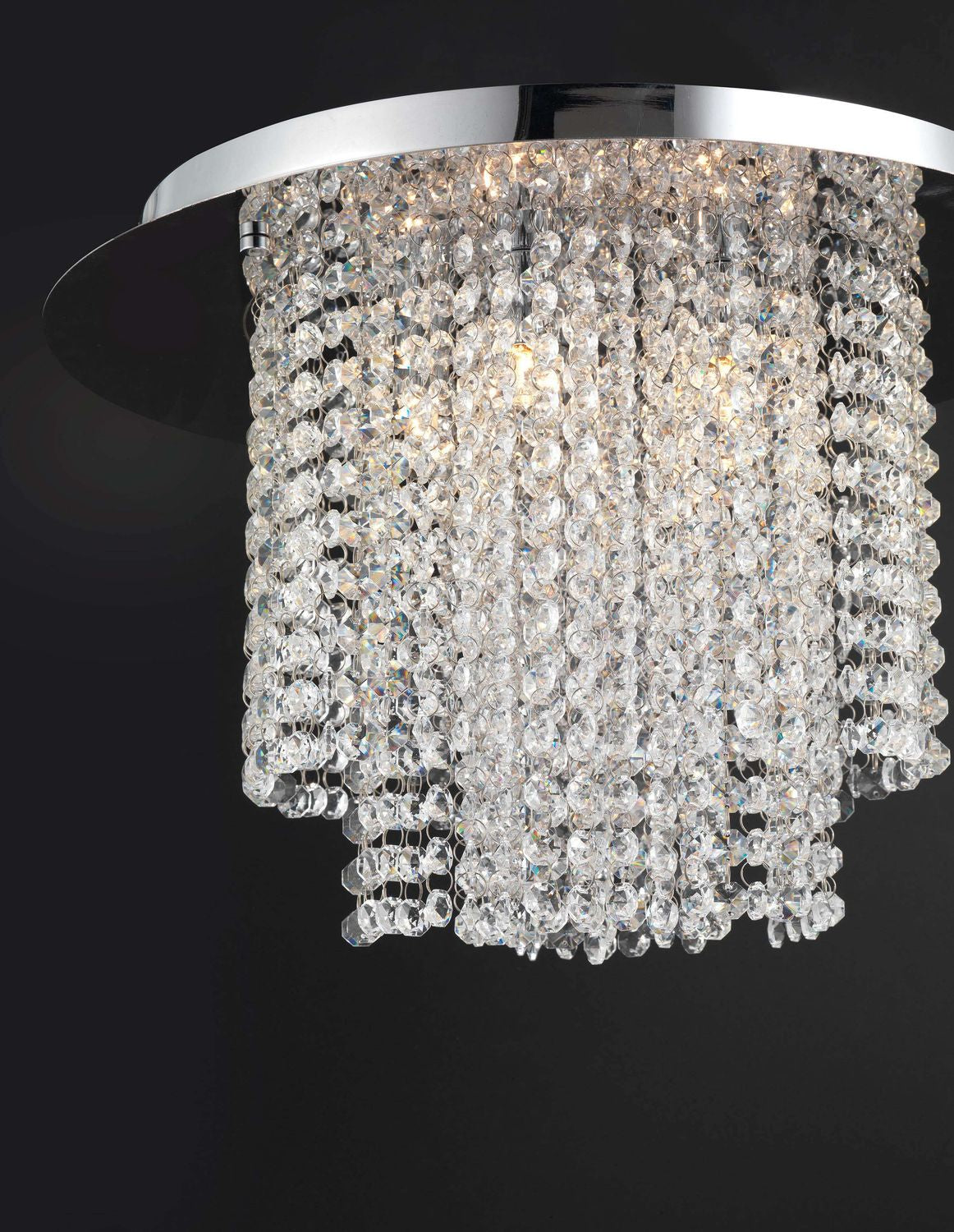 Plafonnier Fontana 5 lumières chromé, cristal