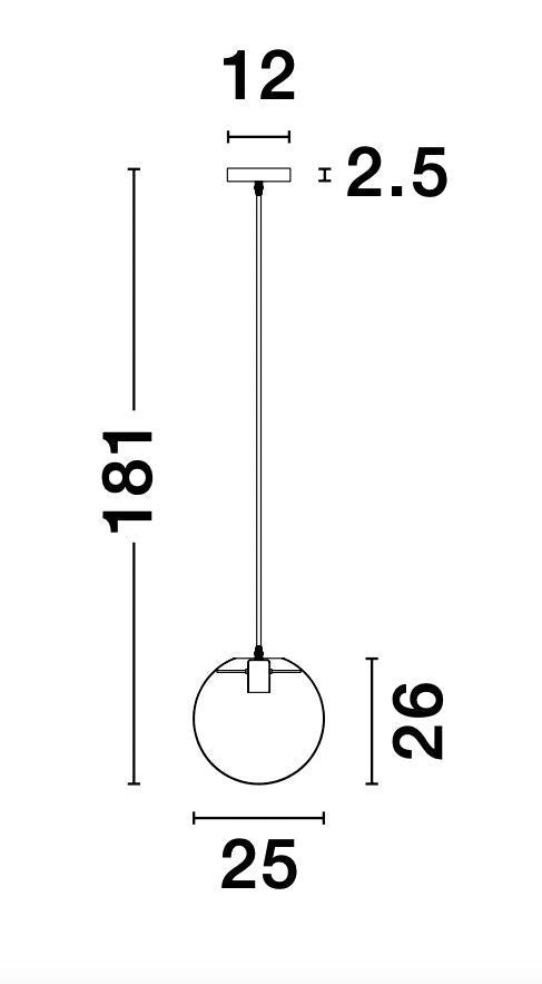 Suspension Mirale noire, verre, H 181 cm