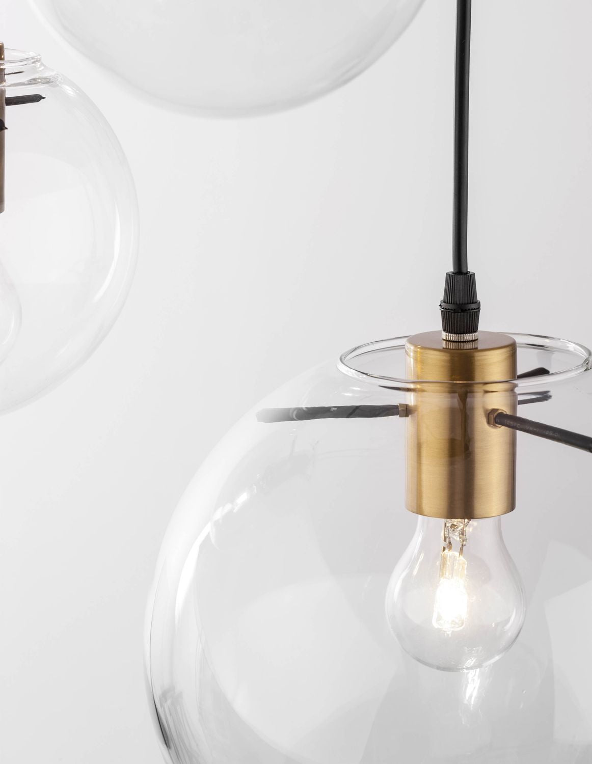 Suspension Mirale 3 lumières noire, verre
