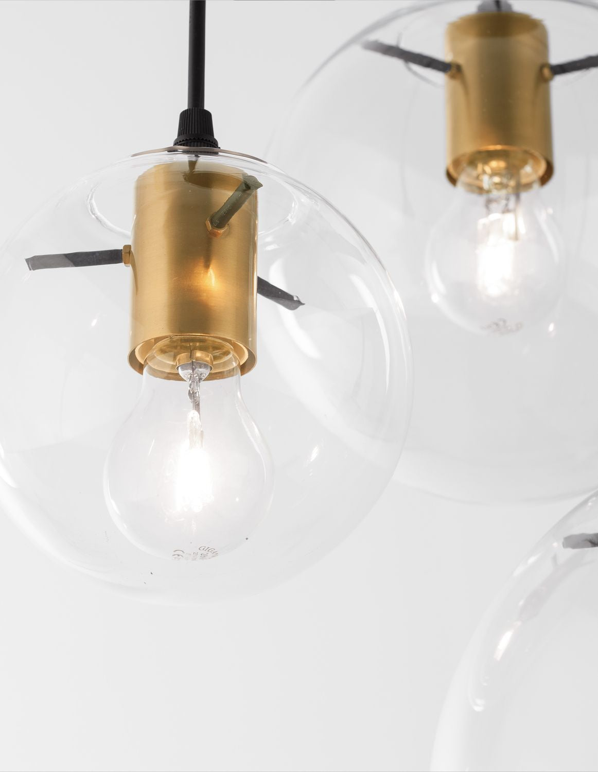 Suspension Mirale 3 lumières noire, verre