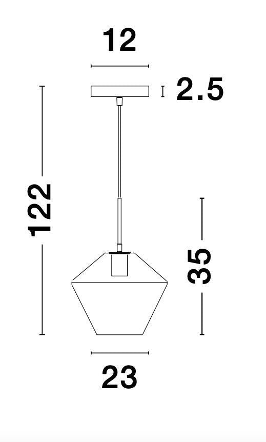 Suspension Prisma dorée, verre, H 122 cm