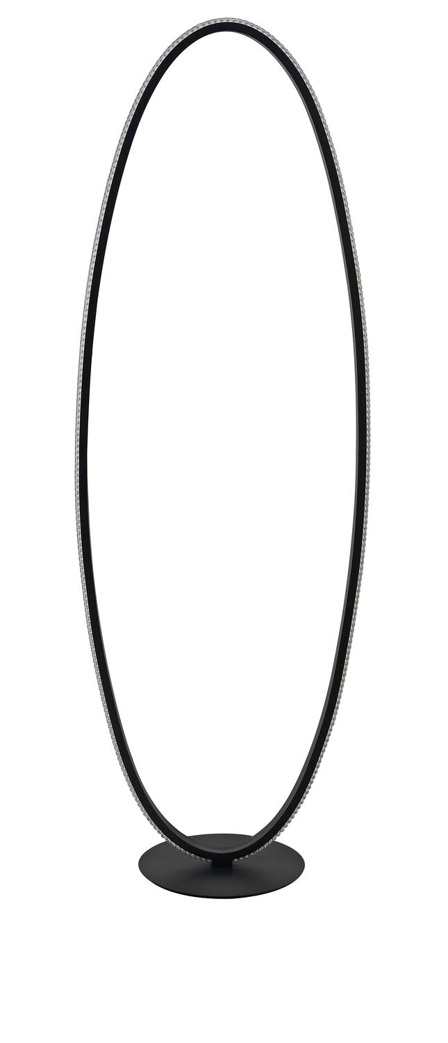 Vue de face du lampadaire ovale noir sur fond blanc, LED éteinte.