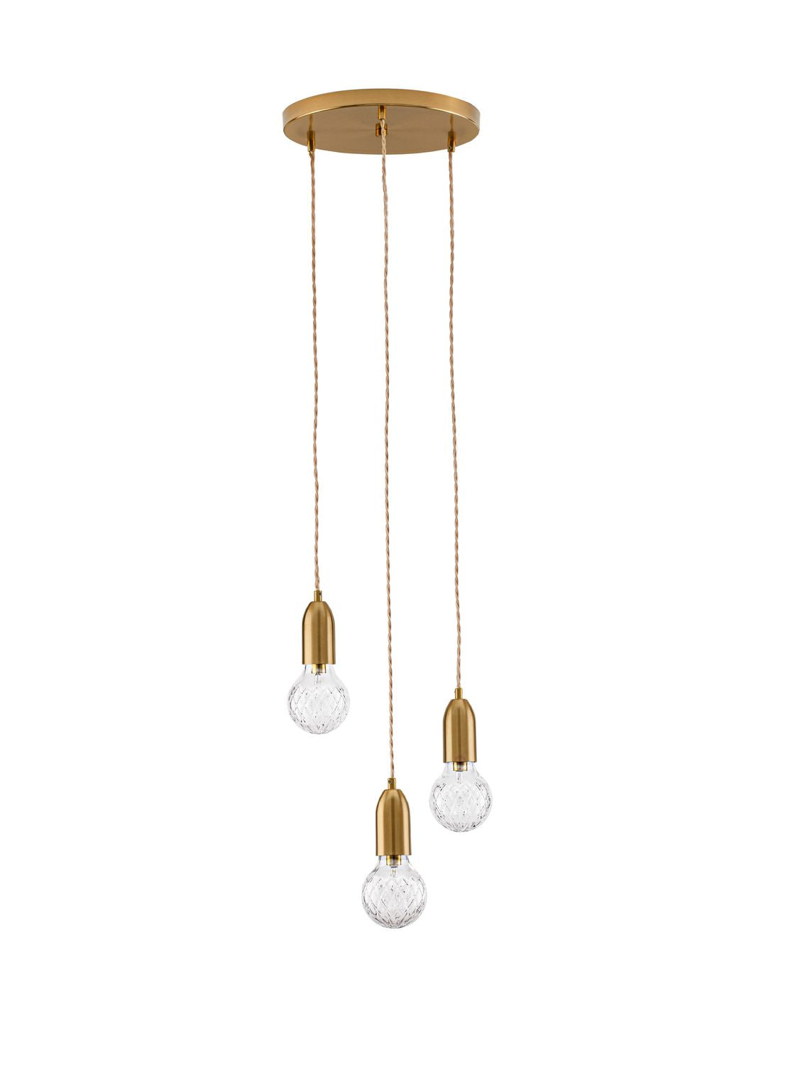 Suspension Veda 3 lumières laiton, verre