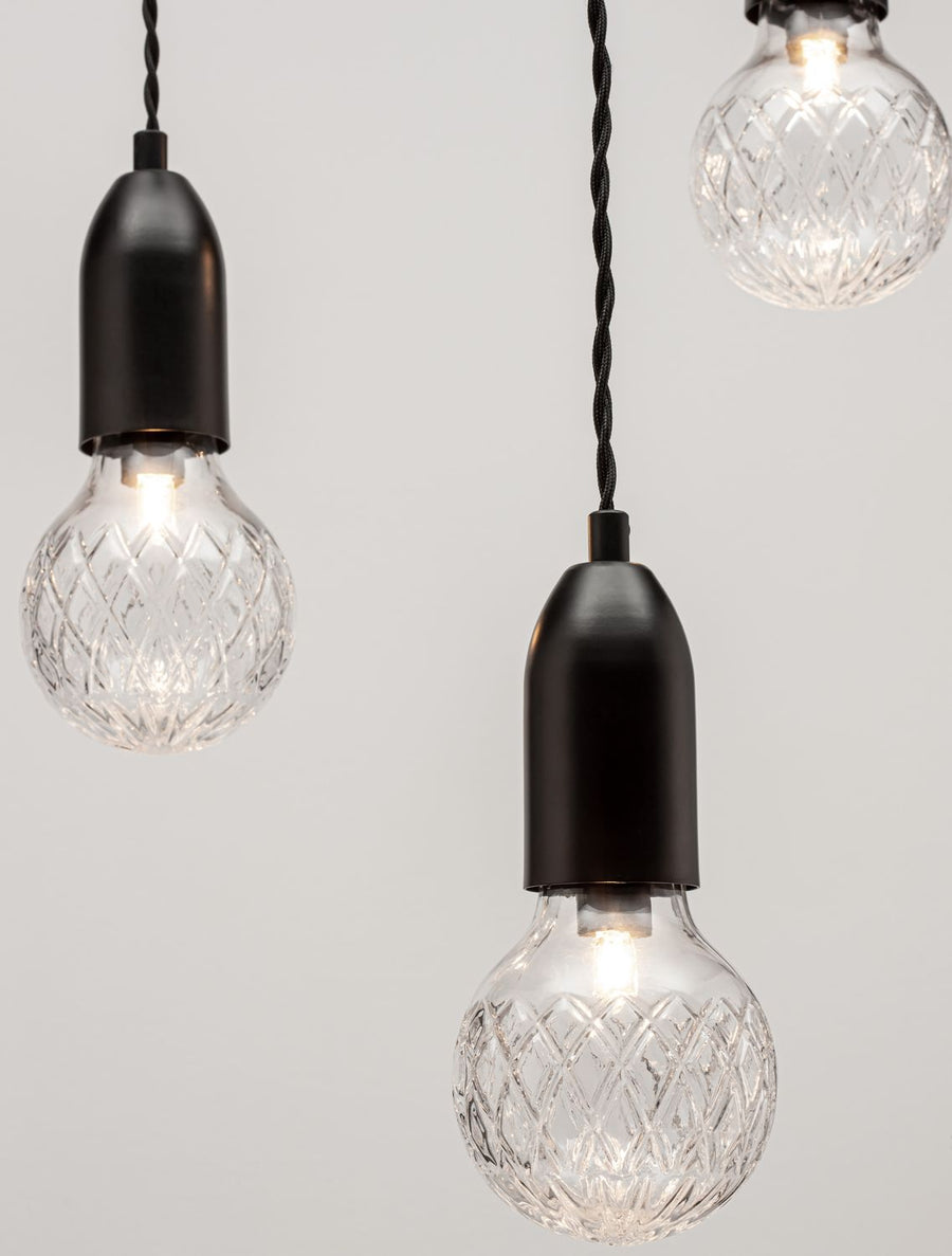 Suspension Veda 3 lumières noire, verre