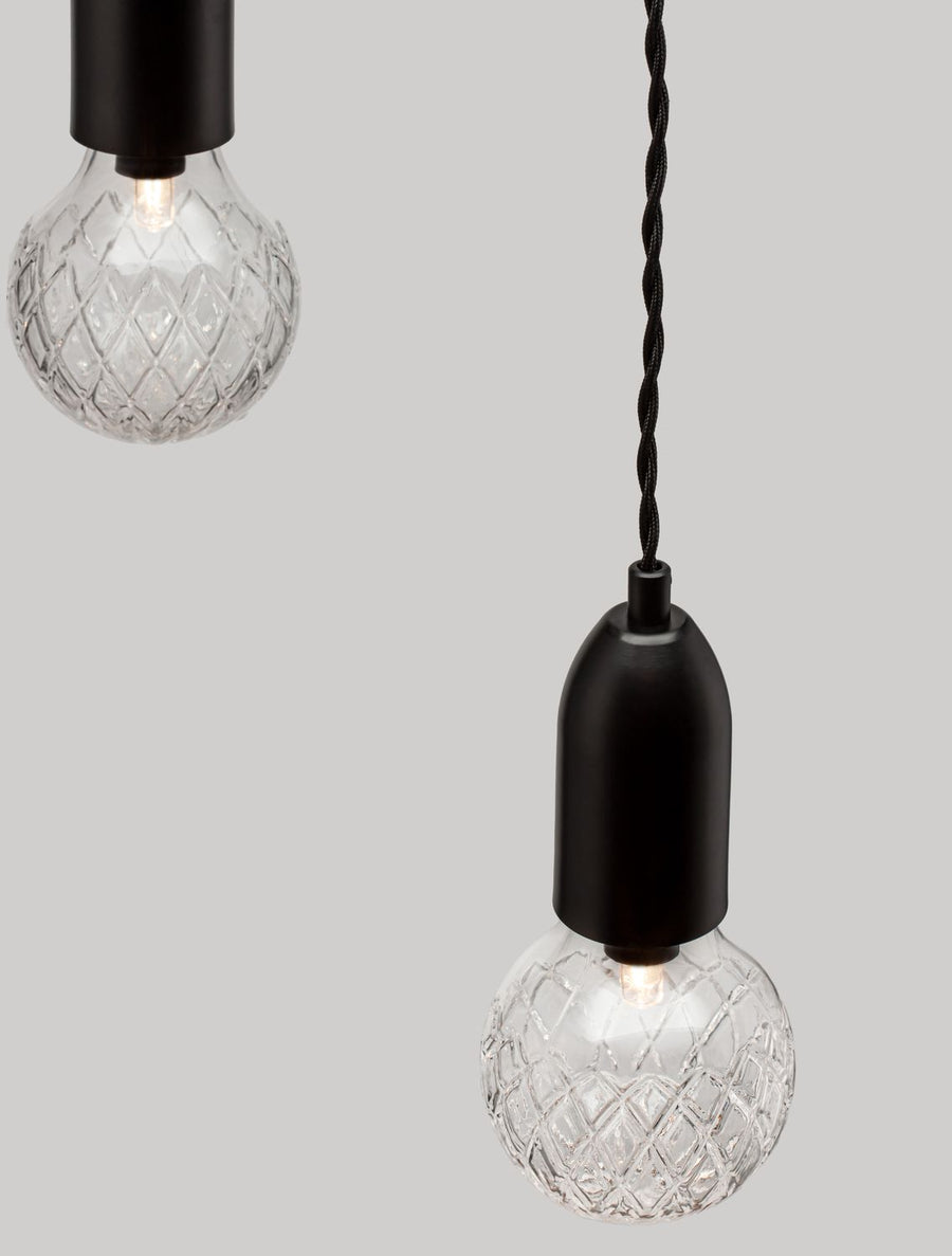 Suspension Veda 3 lumières noire, verre